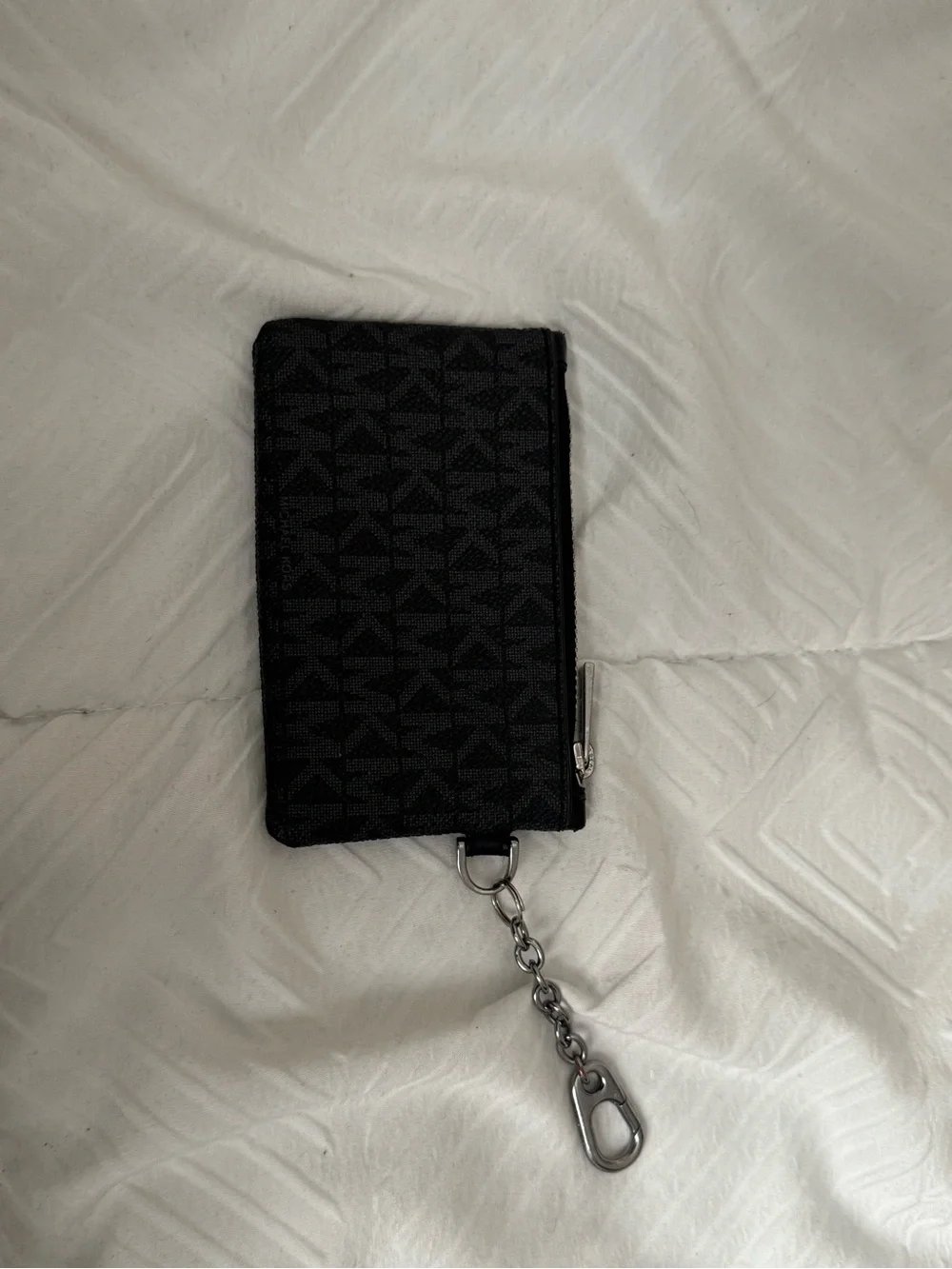 Michael Kors Black Logo Zip Key Pouch with Chain Clip